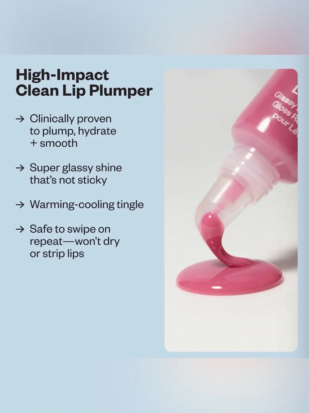 Kosas Lip Pulse Glassy Lip Plumper Gloss In Color Pink Brand New in Package